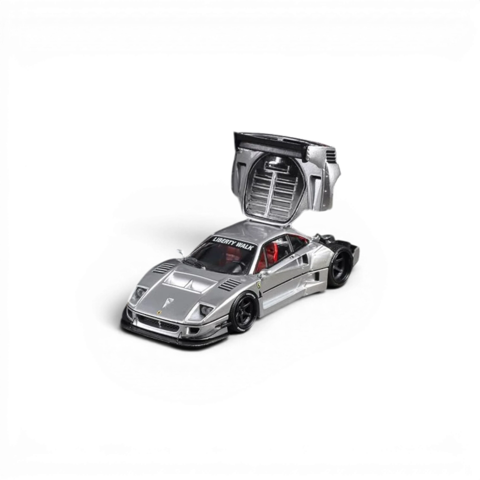 Lot57Supplies Diecast Shop silver Star Models F40 LB-Works wide-body diecast supercar with open engine bay