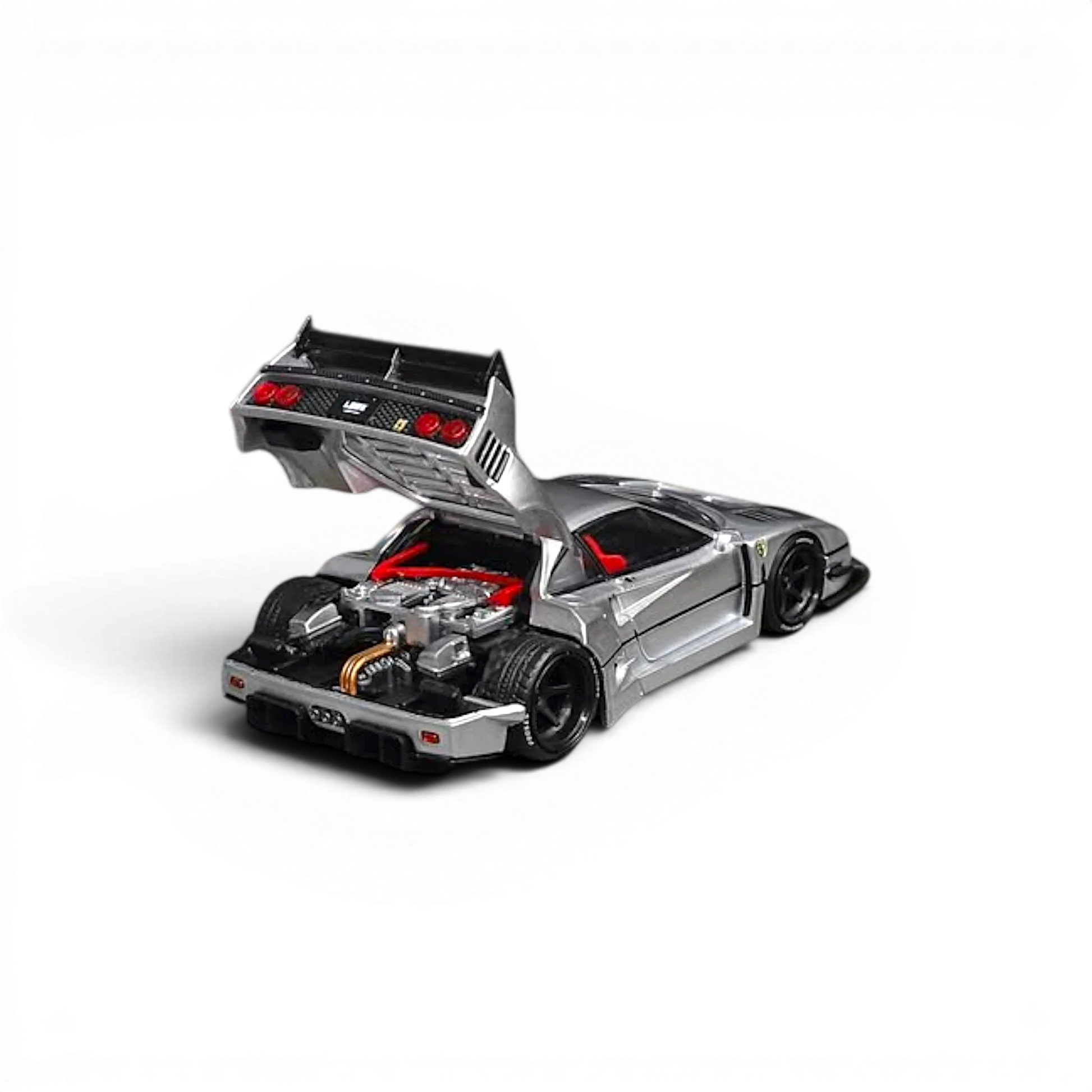 Lot57Supplies Diecast Shop silver Star Models F40 LB-Works wide-body diecast car with open engine bay