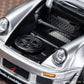 Lot57Supplies Diecast Shop PGM RWB930 silver diecast model car showing detailed front trunk and spare tire interior