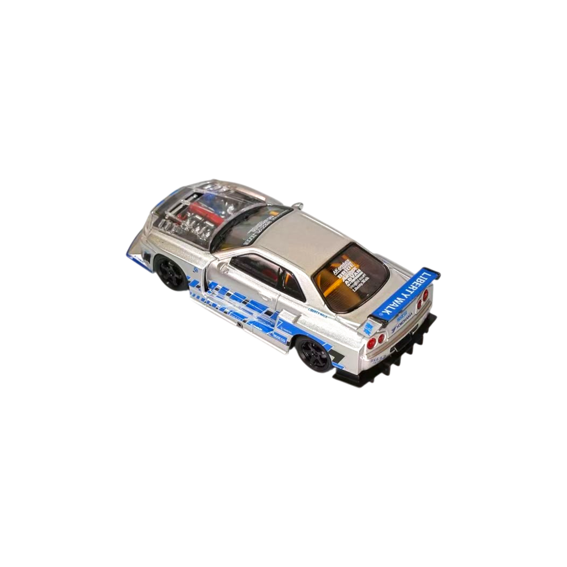 Lot57Supplies Diecast Shop Nitro Blaze 1:64 scale silver Nissan Skyline ER34 LB-Super Silhouette diecast car model