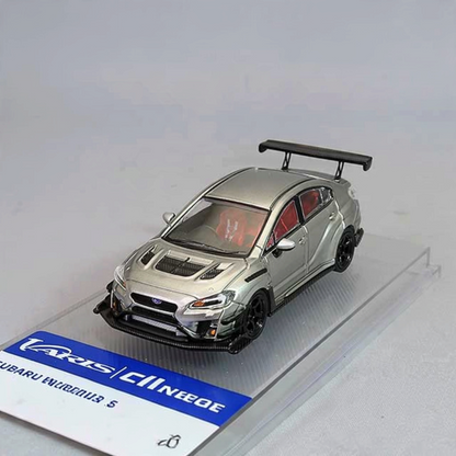 Lot57Supplies Diecast Shop silver CM Model Subaru WRX Varis widebody diecast car in 1:64 scale with rear wing