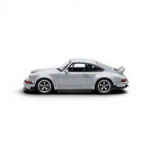 Lot57Supplies Diecast Shop 1:64 scale model of a Singer DLS in Sport Classic Grey resin with a rear spoiler and Porsche badging.
