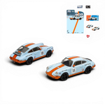 Lot57Supplies Diecast Shop Pop Race Singer Racing #18 diecast car in iconic orange and blue Gulf livery, 1:64 scale.