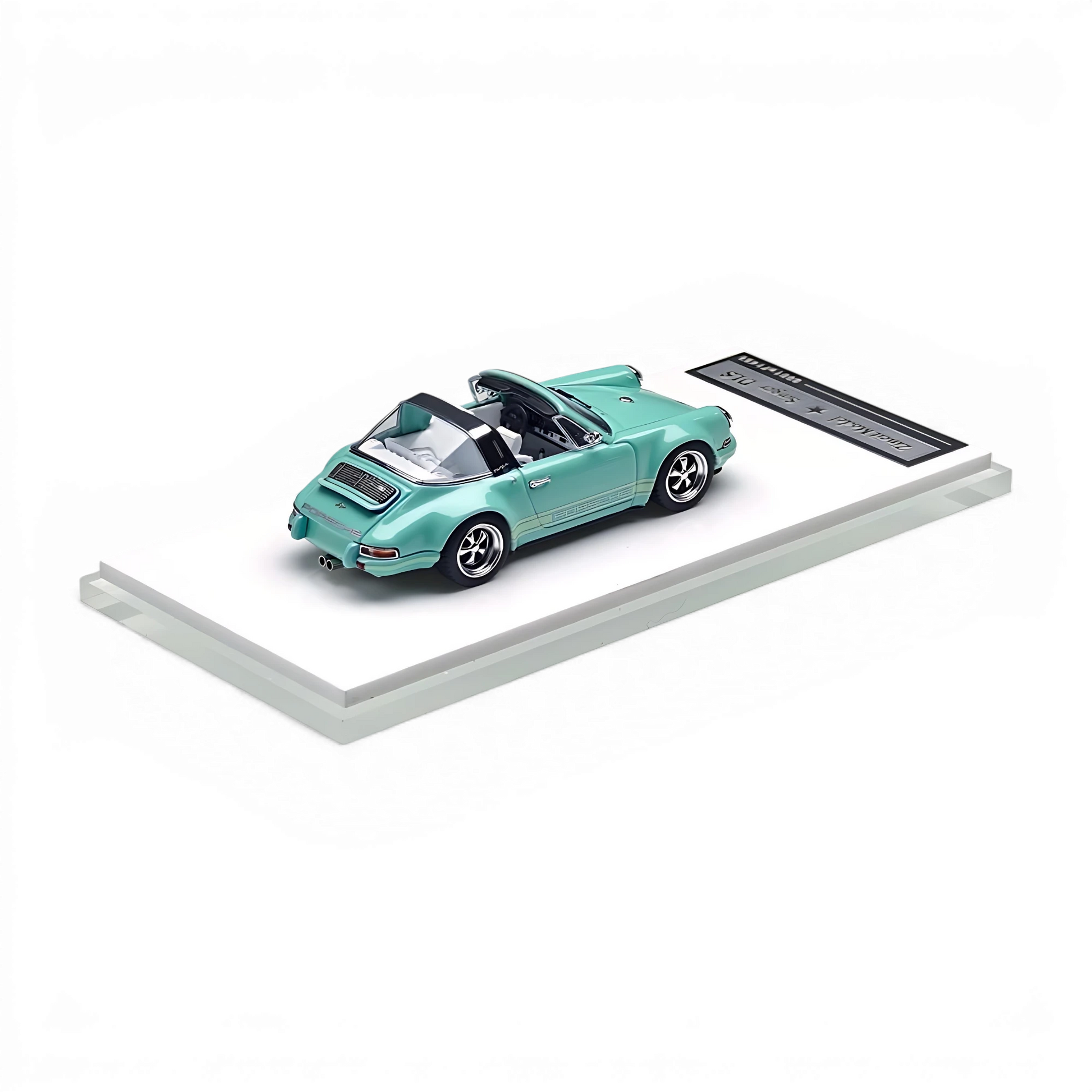 Lot57Supplies Diecast Shop Zincit Model 1:64 scale classic Singer Targa diecast car in Tiff Blue on display base