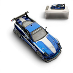 Lot57Supplies Diecast Shop metallic blue 1:64 scale SK Model Ferrari 599XX EVO race car with white stripes and number 72.