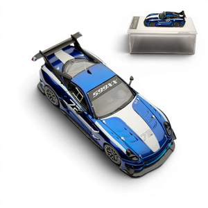 Lot57Supplies Diecast Shop metallic blue 1:64 scale SK Model Ferrari 599XX EVO race car with white stripes and number 72.