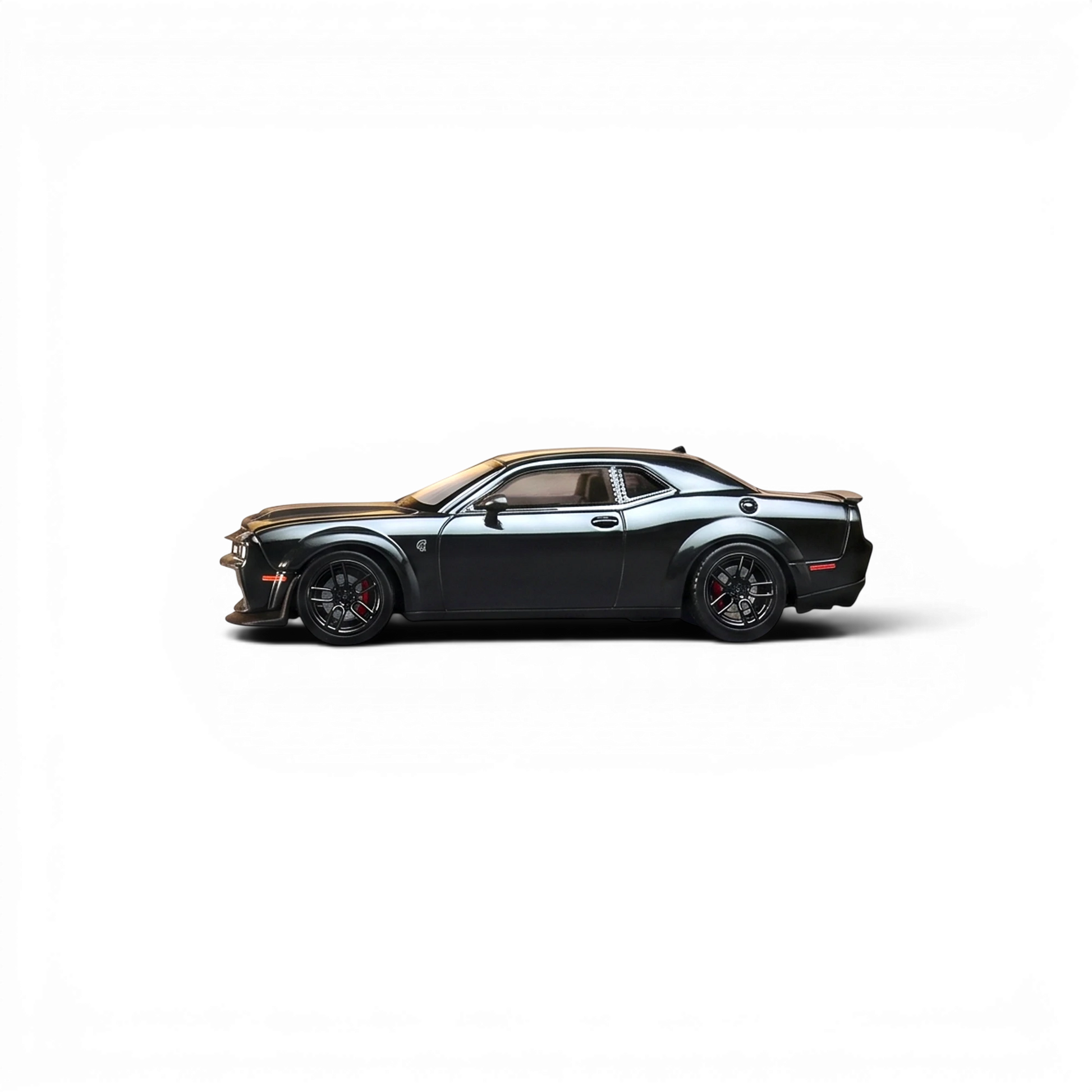 Lot57Supplies Diecast Shop Stance Hunters 1:64 scale pitch black Dodge Challenger SRT Hellcat diecast model car