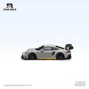 Lot57Supplies Diecast Shop Star Race Porsche 911 GT3 R 1:64 scale diecast model car in off white with yellow accents