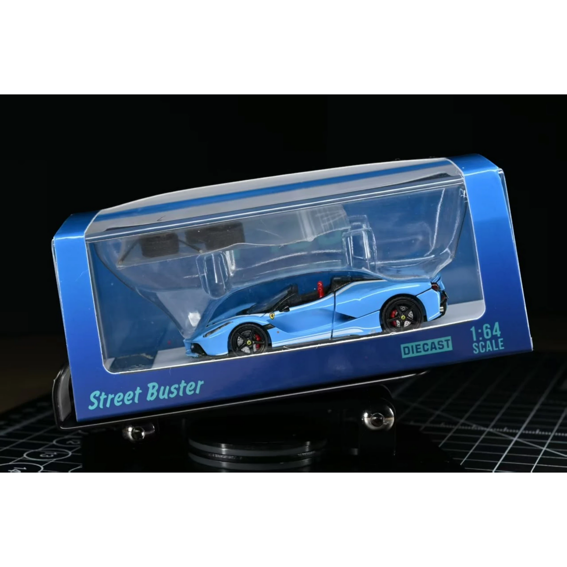 Lot57Supplies Diecast Shop Street Buster 1:64 scale baby blue F150 Aperta diecast roadster model in display box