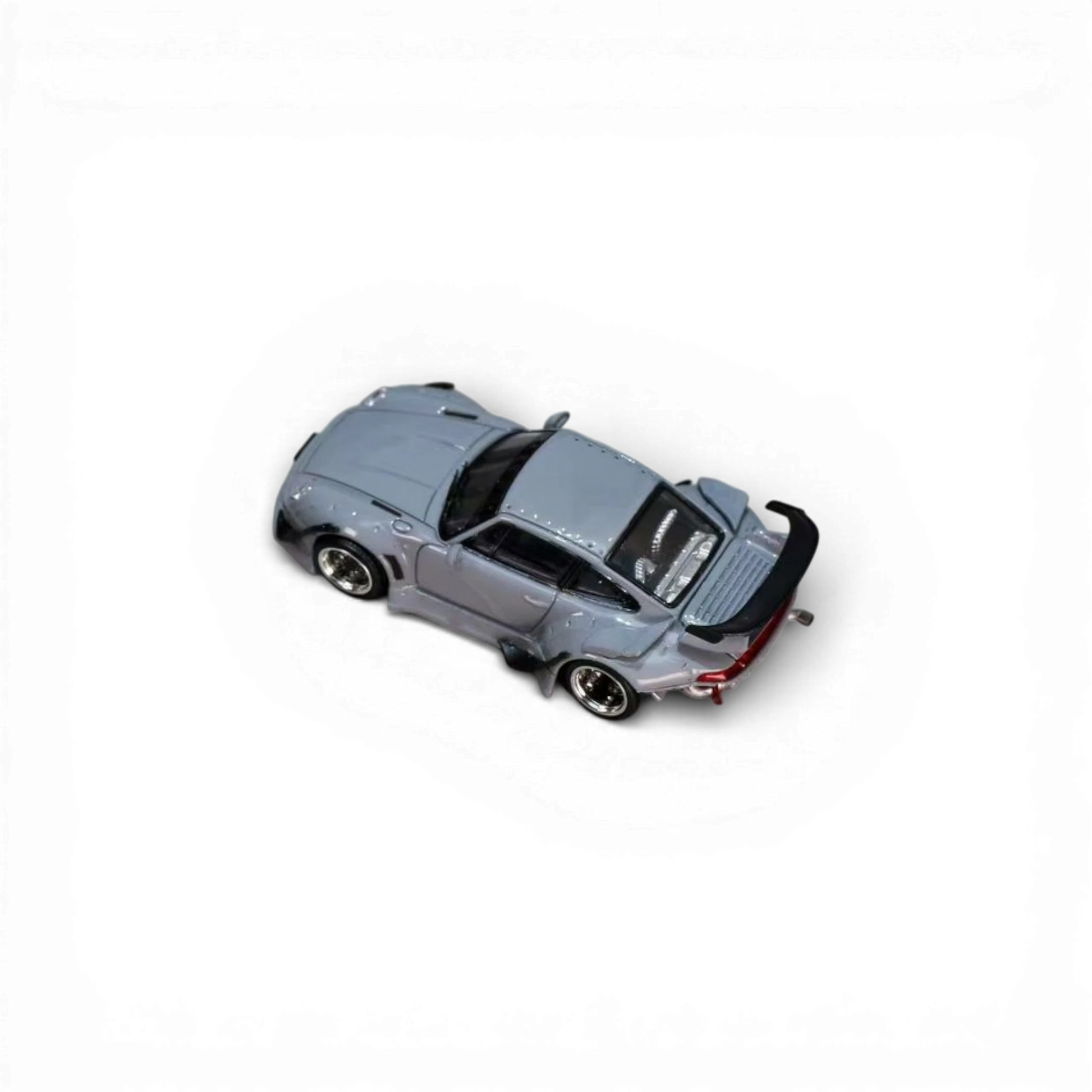 Lot57Supplies Diecast Shop: Street Weapon RWB 993 diecast model car in cement grey with low tail spoiler, 1:64 scale.