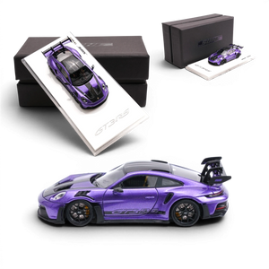 SUHE Porsche 911 GT3 RS in Twilight Purple resin 1:64 scale model car from Lot57Supplies Diecast Shop with display base