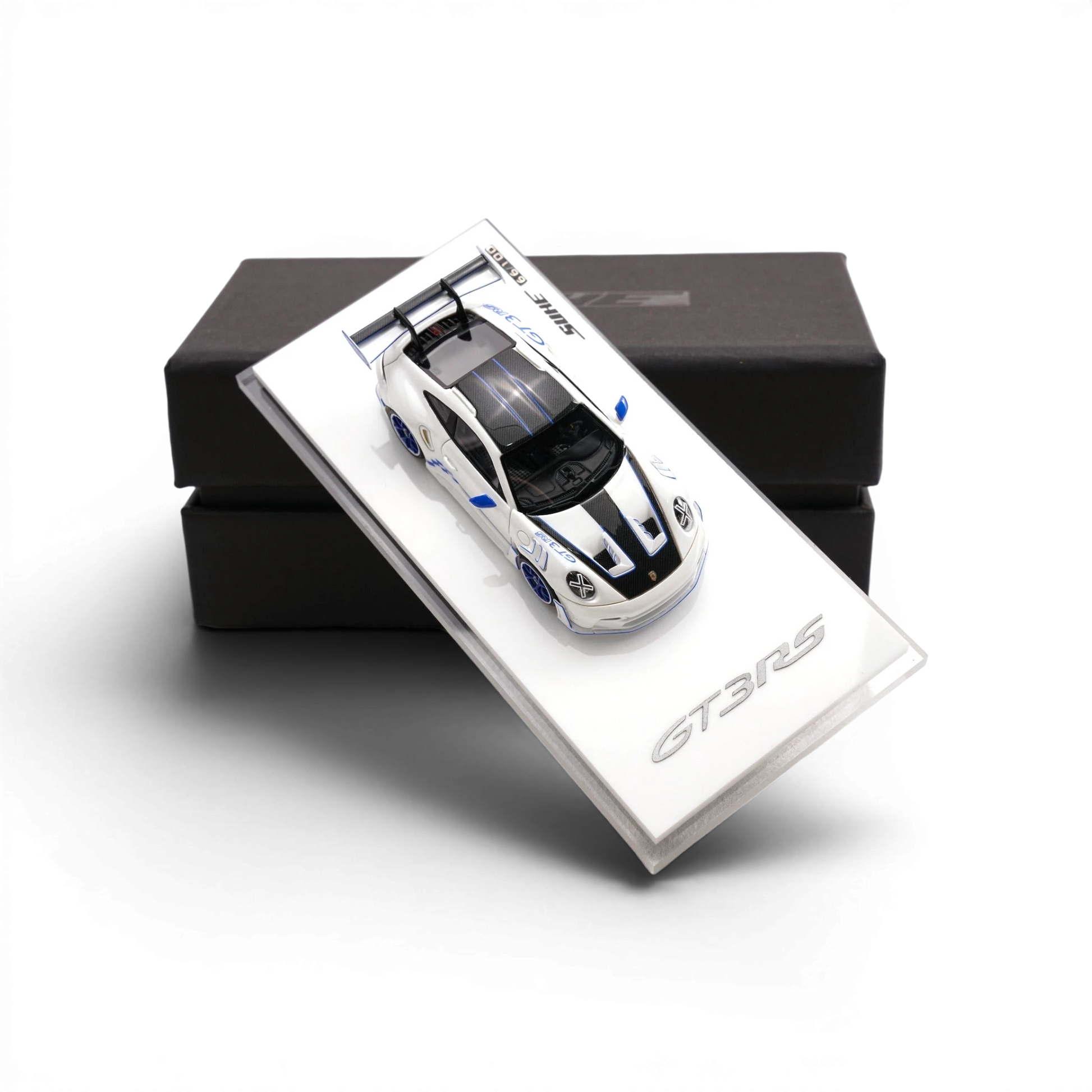 SUHE Porsche 911 GT3 RS 1:64 scale resin model in metallic white from Lot57Supplies Diecast Shop