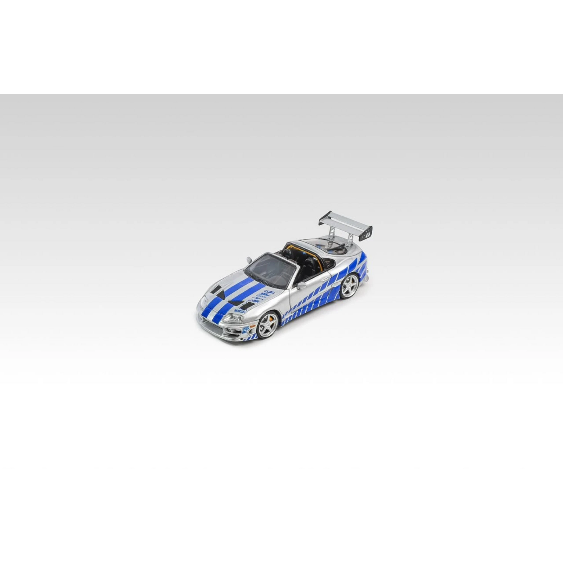 Lot57Supplies Diecast Shop 1:64 scale Fast Speed FS Supra Targa Roadster diecast car with silver-blue Bomex livery.