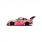 Lot57Supplies Diecast Shop SW RWB 993 pink 1:64 scale diecast model car with large rear wing and racing decals.
