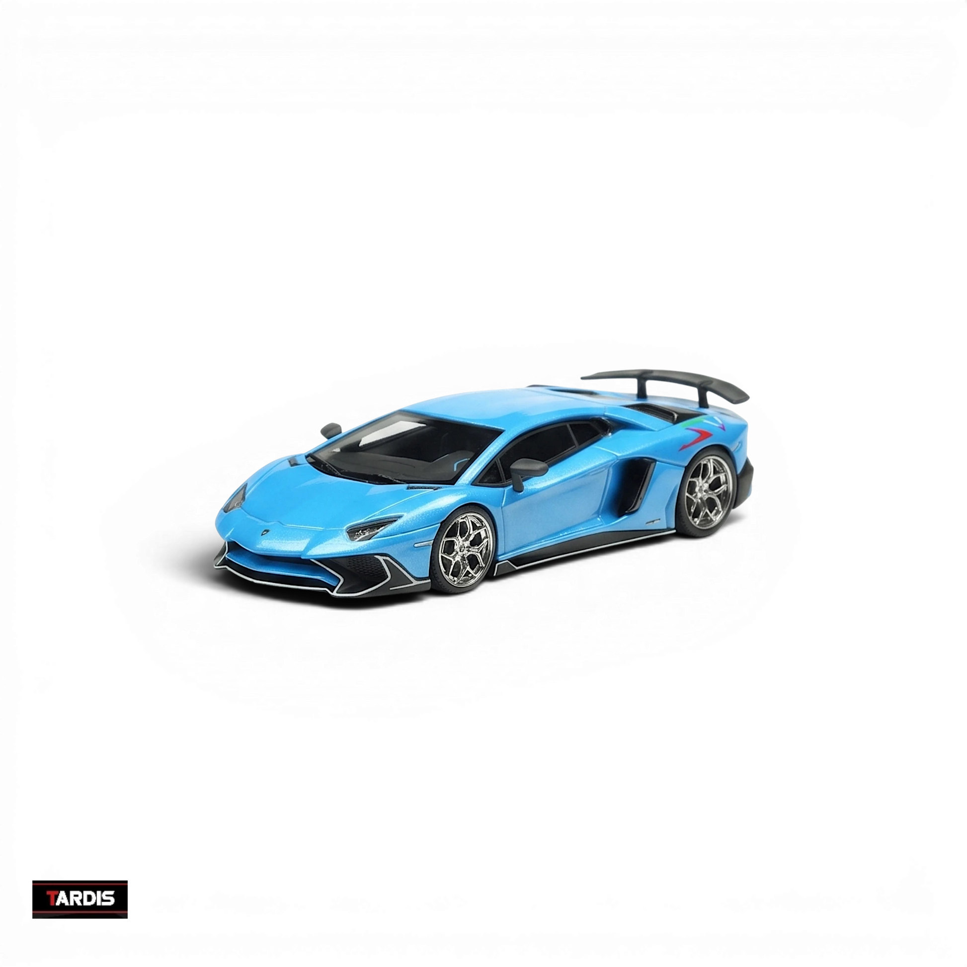 Lot57Supplies Diecast Shop TARDIS 1:64 scale resin Lamborghini LP750-4SV model car in Azzurro Pearl blue