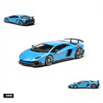 Lot57Supplies Diecast Shop TARDIS 1:64 scale resin Lamborghini LP750-4SV model car in Azzurro Pearl blue finish.