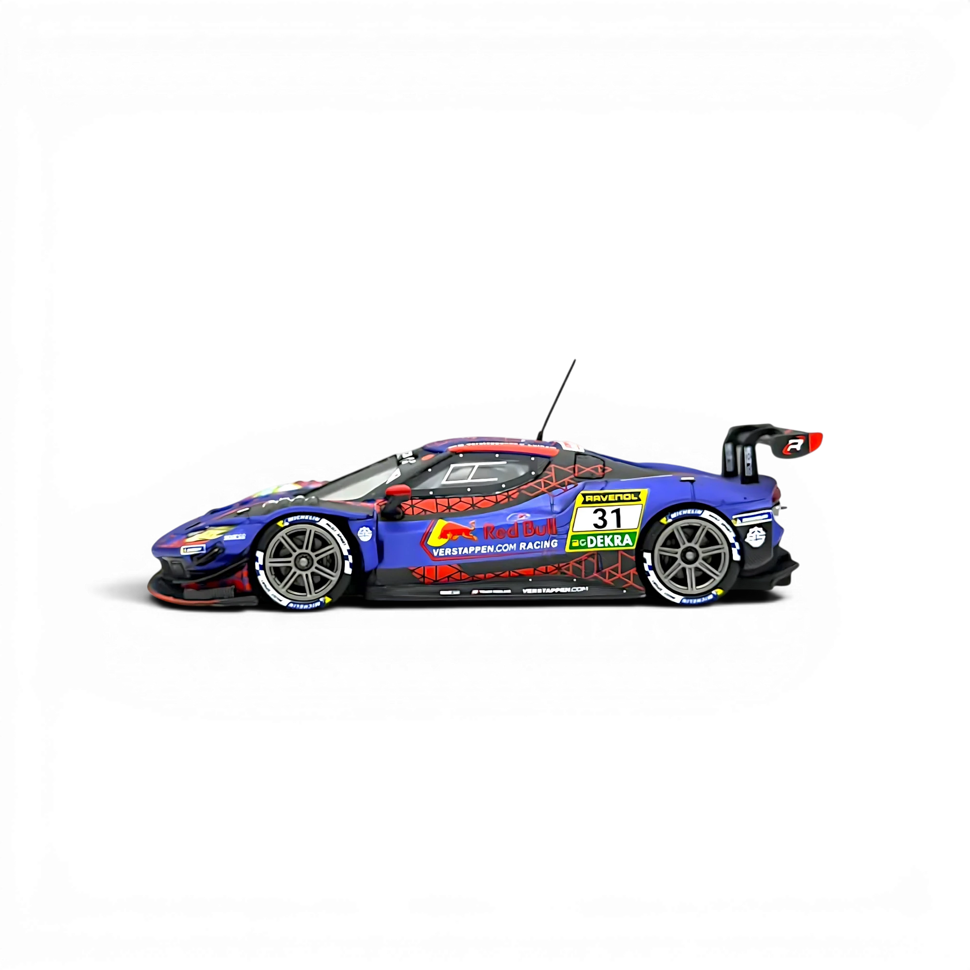 Lot57Supplies Diecast Shop 1:64 scale TOP LUX 296GT3 Red Bull number 31 diecast race car in side profile view