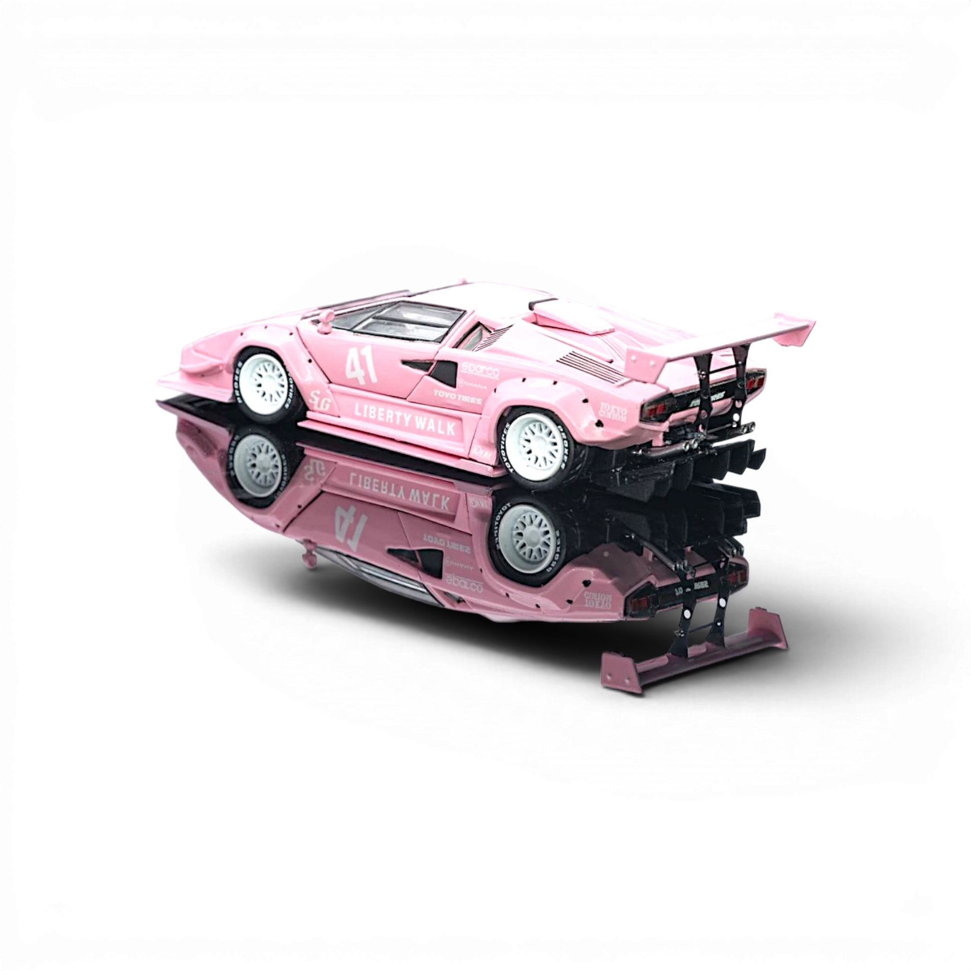 Lot57Supplies Diecast Shop TOPART LBWK Countach 1:64 scale diecast model car in Lover's Pink with racing decals