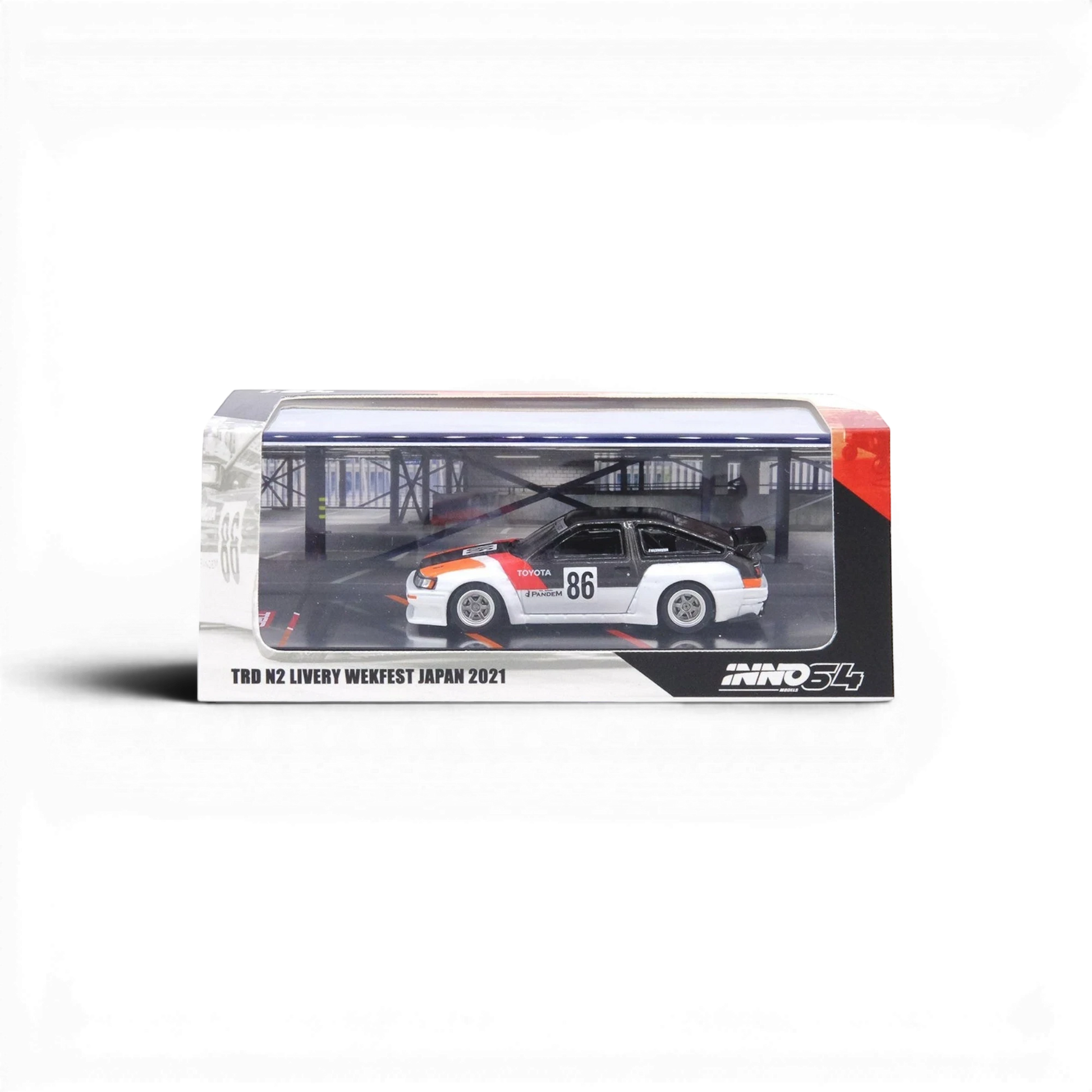 Lot57Supplies Diecast Shop Inno64 Toyota AE86 Levin Pandem diecast model car in TRD N2 Wekfest Japan 2021 livery