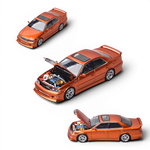 Lot57Supplies Diecast Shop 1:64 scale metallic copper orange Toyota Chaser JZX100 diecast model with open hood