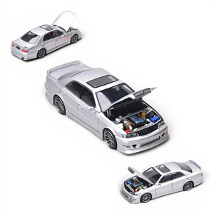 Lot57Supplies Diecast Shop 1:64 scale metallic silver Toyota Chaser JZX100 diecast model car with open hood