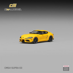 Lot57Supplies Diecast Shop CM Model 1:64 scale Toyota GR Supra diecast car in Nitro Yellow with black wheels