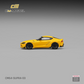 Lot57Supplies Diecast Shop 1:64 scale CM Model Toyota GR Supra in Nitro Yellow with black wheels, side profile view.