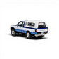 Lot57Supplies Diecast Shop 1:64 scale GCD Toyota Hilux Xtra Cab diecast model truck with blue decals and white canopy