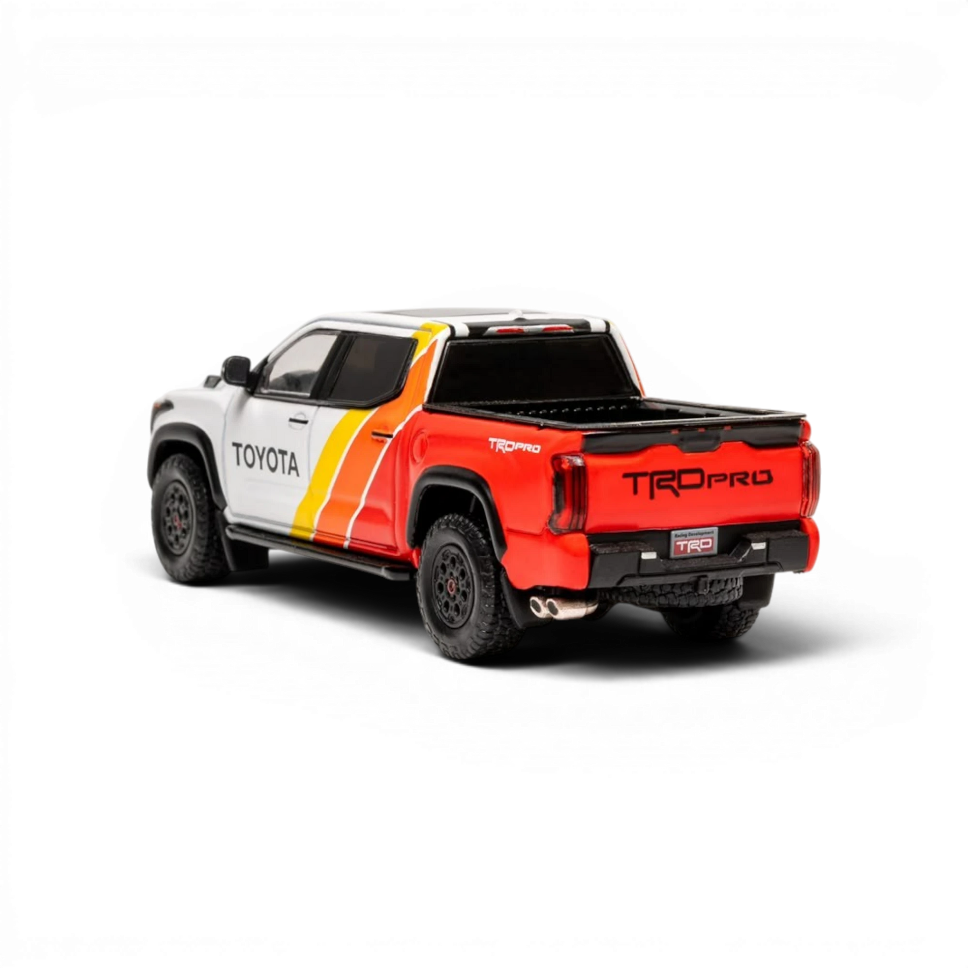 Lot57Supplies Diecast Shop 1:64 scale GCD Toyota Tundra TRD Pro diecast truck with three-color racing livery