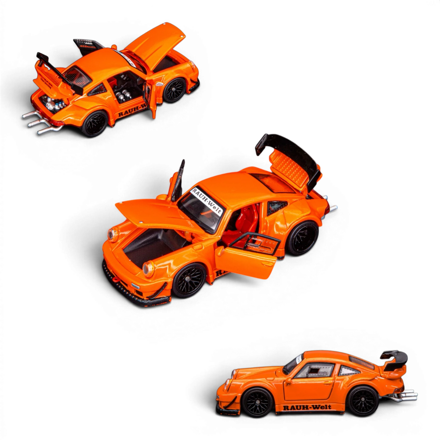 Lot57Supplies Diecast Shop TPC Custom RWB 930 1:64 scale diecast model in metallic orange with full open parts.