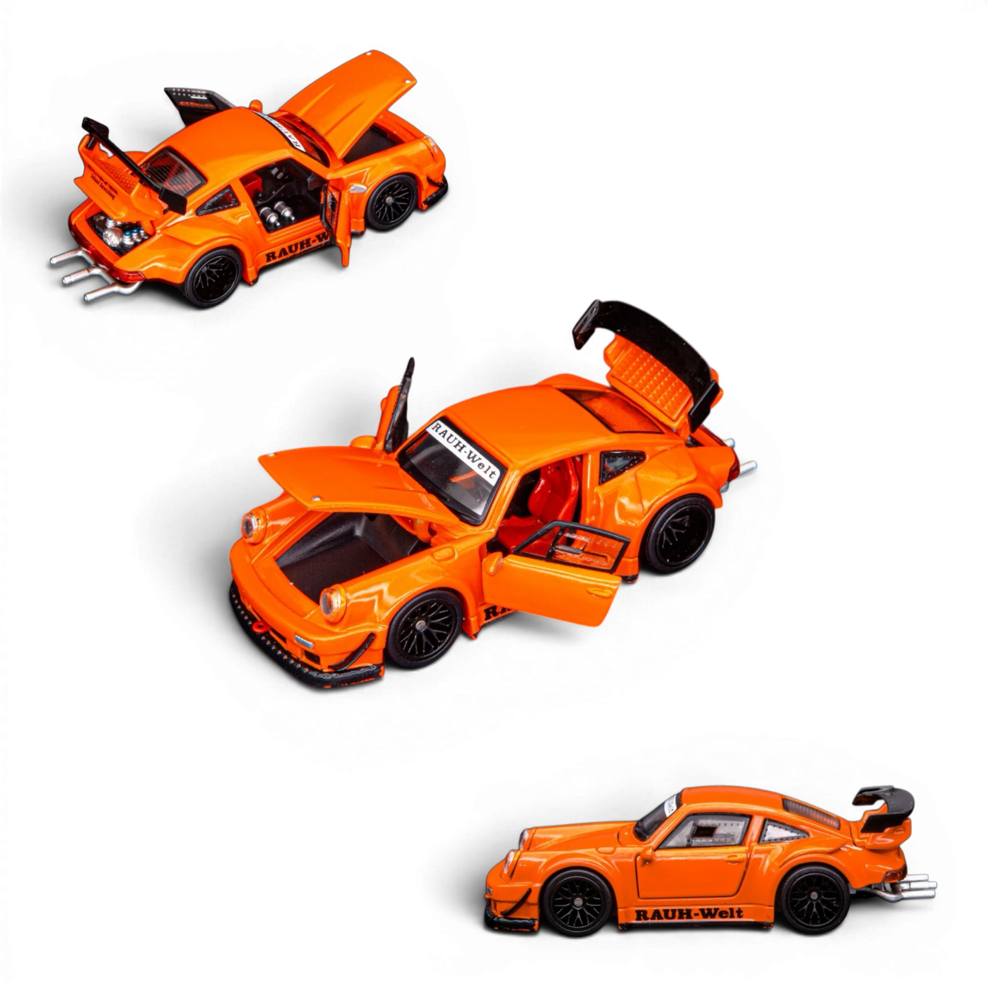 Lot57Supplies Diecast Shop TPC Custom RWB 930 1:64 scale diecast model in metallic orange with full open parts.