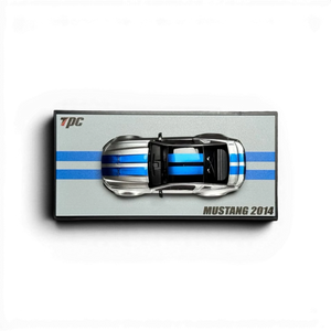 Lot57Supplies Diecast Shop 1:64 scale TPC Mustang 2014 diecast model car in GT silver with blue racing stripes