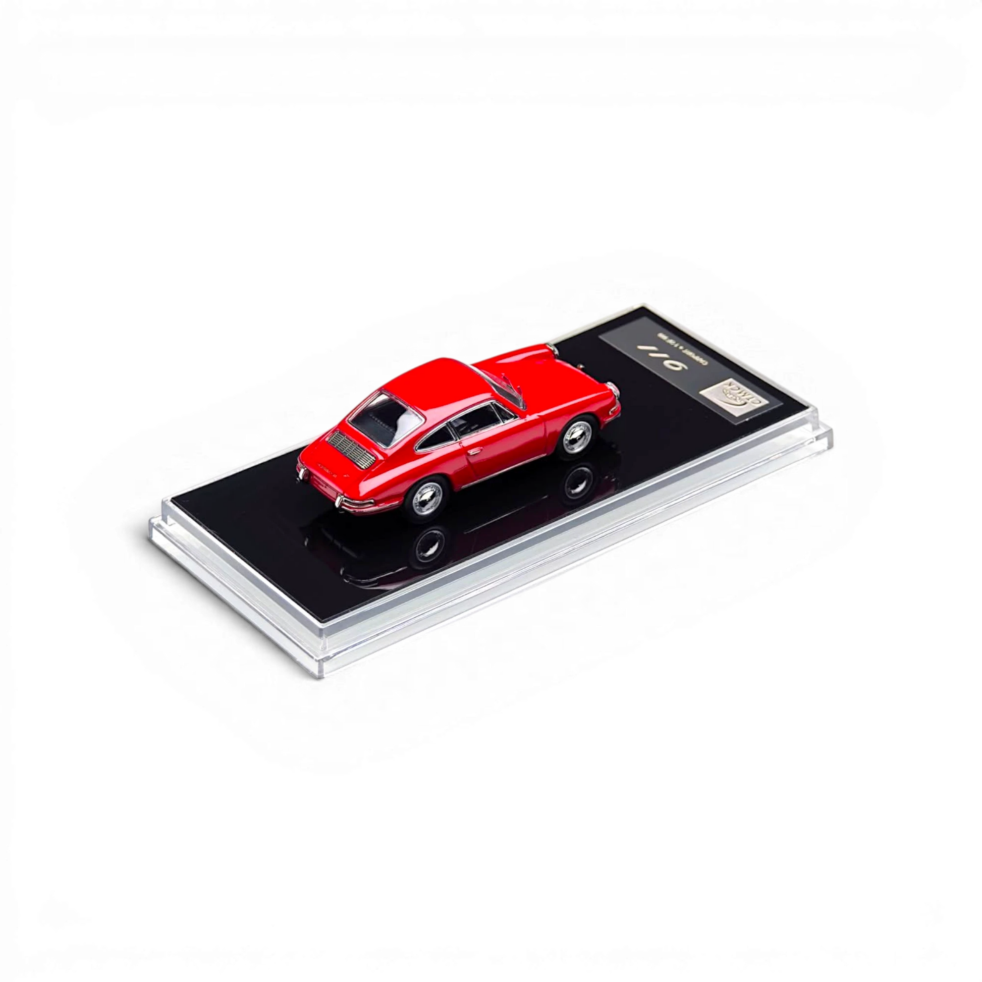 Lot57Supplies Diecast Shop Carport Model 911 diecast car in track red, 1:64 scale, displayed on a black base.