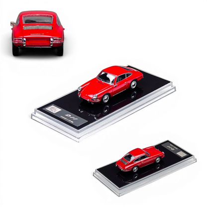 Lot57Supplies Diecast Shop Carport Model 911 diecast car in track red, 1:64 scale model on a black display base.