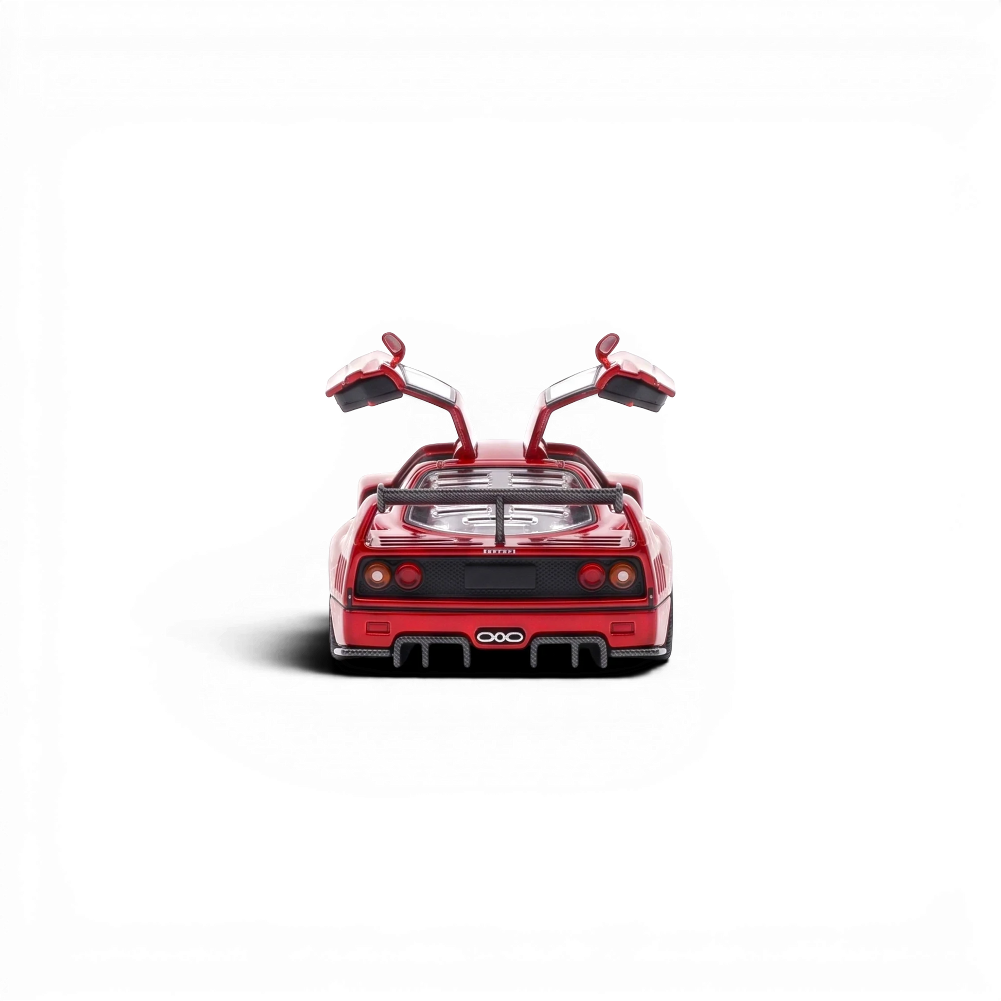 Lot57Supplies Diecast Shop Demon King Auto 1:64 scale transparent red F40 diecast model with gull wing doors