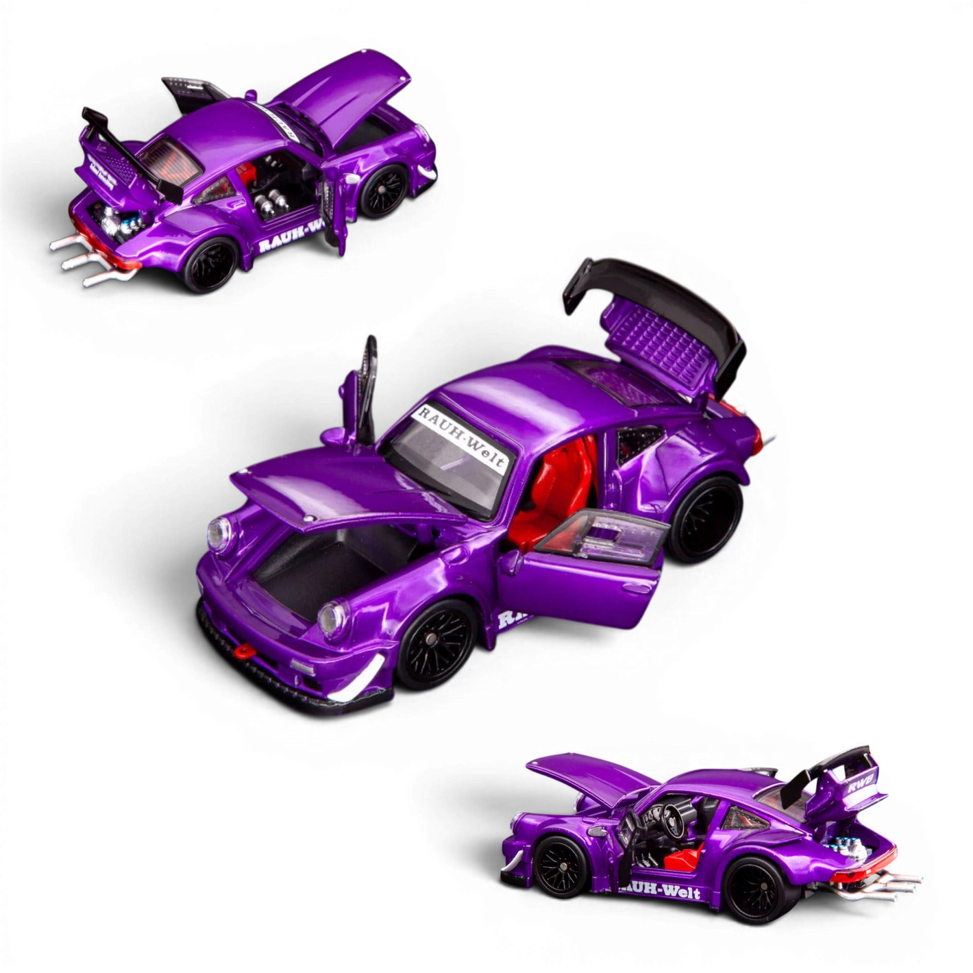 Lot57Supplies Diecast Shop FG*TPC Customized violet purple RWB930 diecast model car with opening doors and hood