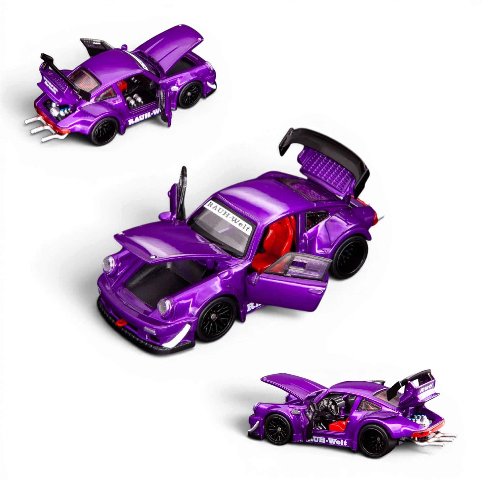 Lot57Supplies Diecast Shop FG*TPC Customized violet purple RWB930 diecast model car with opening doors and hood