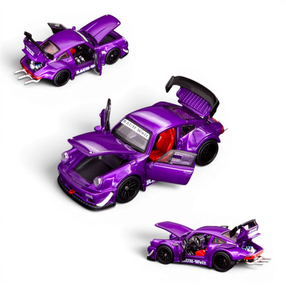 Lot57Supplies Diecast Shop FG*TPC Customized violet purple RWB930 diecast model car with opening doors and hood
