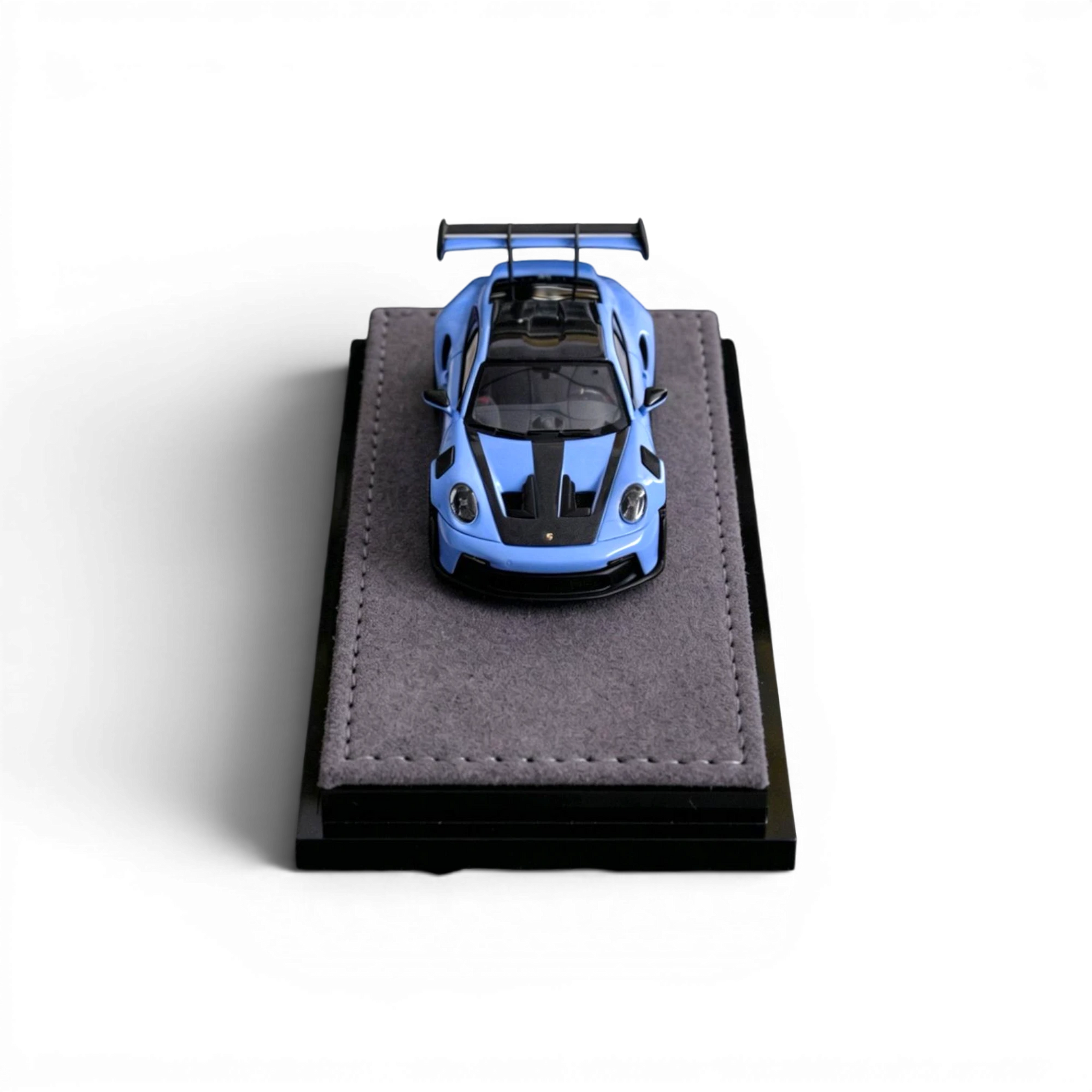 Lot57Supplies Diecast Shop VMB 992 GT3 RS 1:64 scale Etna Blue resin model car with black racing stripes.