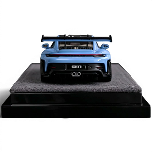 Lot57Supplies Diecast Shop VMB 992 GT3 RS 1:64 scale model in Etna Blue resin with a large rear spoiler.