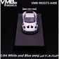 Lot57Supplies Diecast Shop 1:64 scale VMB 992 GT3 RS resin model car in white and blue on a display base