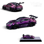 Lot57Supplies Diecast Shop VMB Porsche 992 GT3 RS diecast model in Phantom Purple, 1:64 scale with rear wing.