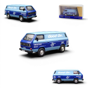 Lot57Supplies Diecast Shop Tarmac Works 1:64 scale Volkswagen T3 Panel Van in blue with Good On branding