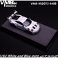 Lot57Supplies Diecast Shop 1:64 scale VMB 992 GT3 RS resin model car in white and blue on a grey display base