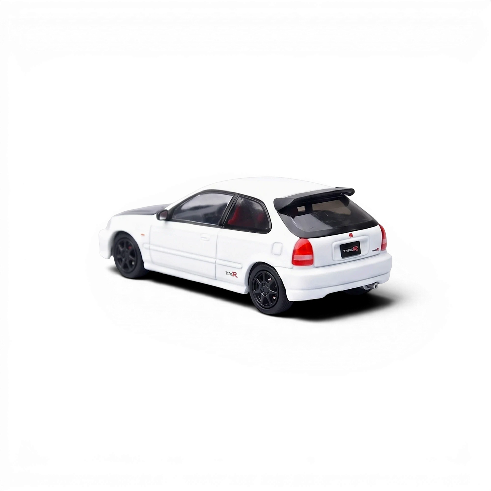 Lot57Supplies Diecast Shop 1:64 scale Model One white Honda Civic Type-R EK9 diecast car with carbon fiber hood