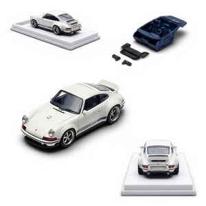 Lot57Supplies Diecast Shop white and dark blue 1:64 scale resin model of a Porsche Singer DLS with racing stripes, limited edition.