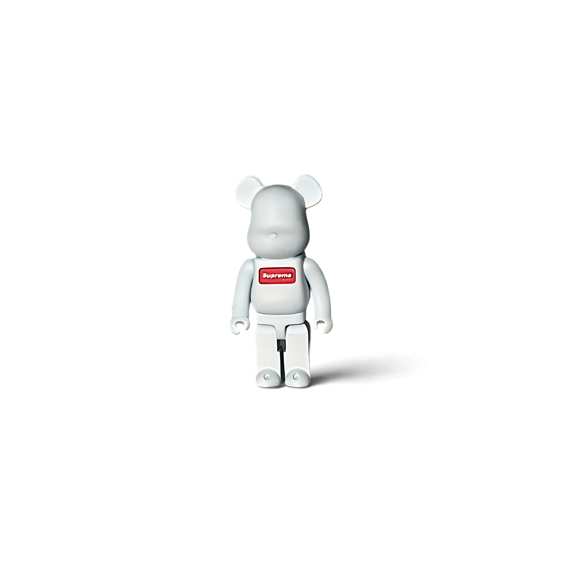 Lot57Supplies Diecast Shop 1:64 scale white resin Hype Bear figure with a red chest logo on a plain white background.