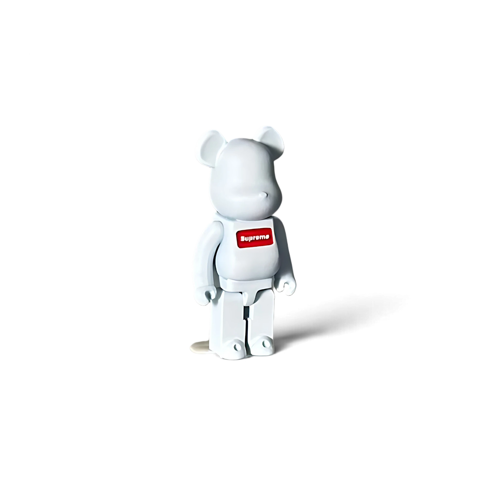 Lot57Supplies Diecast Shop 1:64 scale white resin Hype Bear figure with a red chest logo on a white background