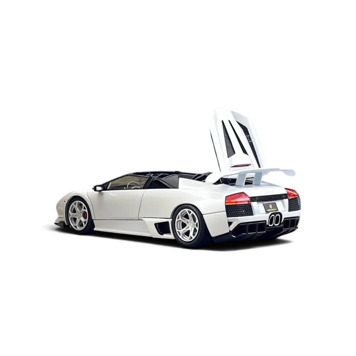 Lot57Supplies Diecast Shop Phantom Knight white Lamborghini Murcielago LP640 Roadster 1:64 scale model with open hood