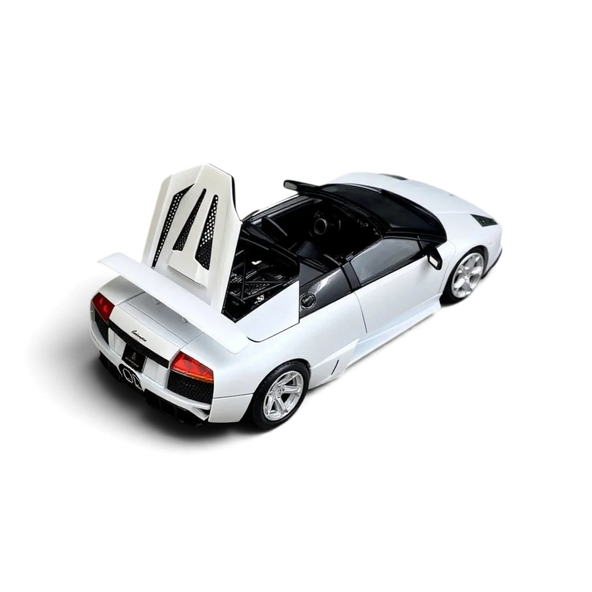 Lot57Supplies Diecast Shop Phantom Knight white Lamborghini Murcielago LP640 Roadster 1:64 scale model with open hood